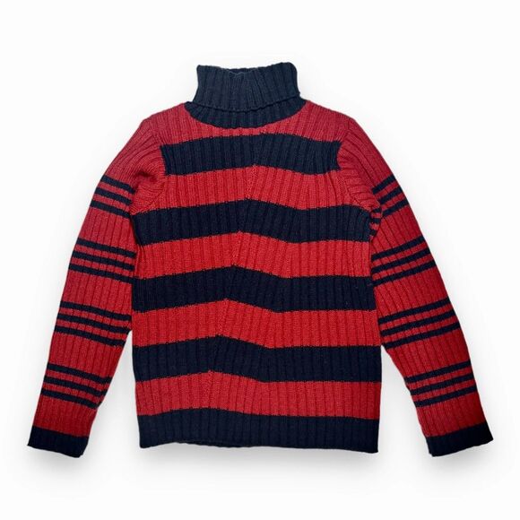 525 America Cable Knit Sweater Ribbed Knit Turtleneck Navy Red Striped Size M - Picture 1 of 9